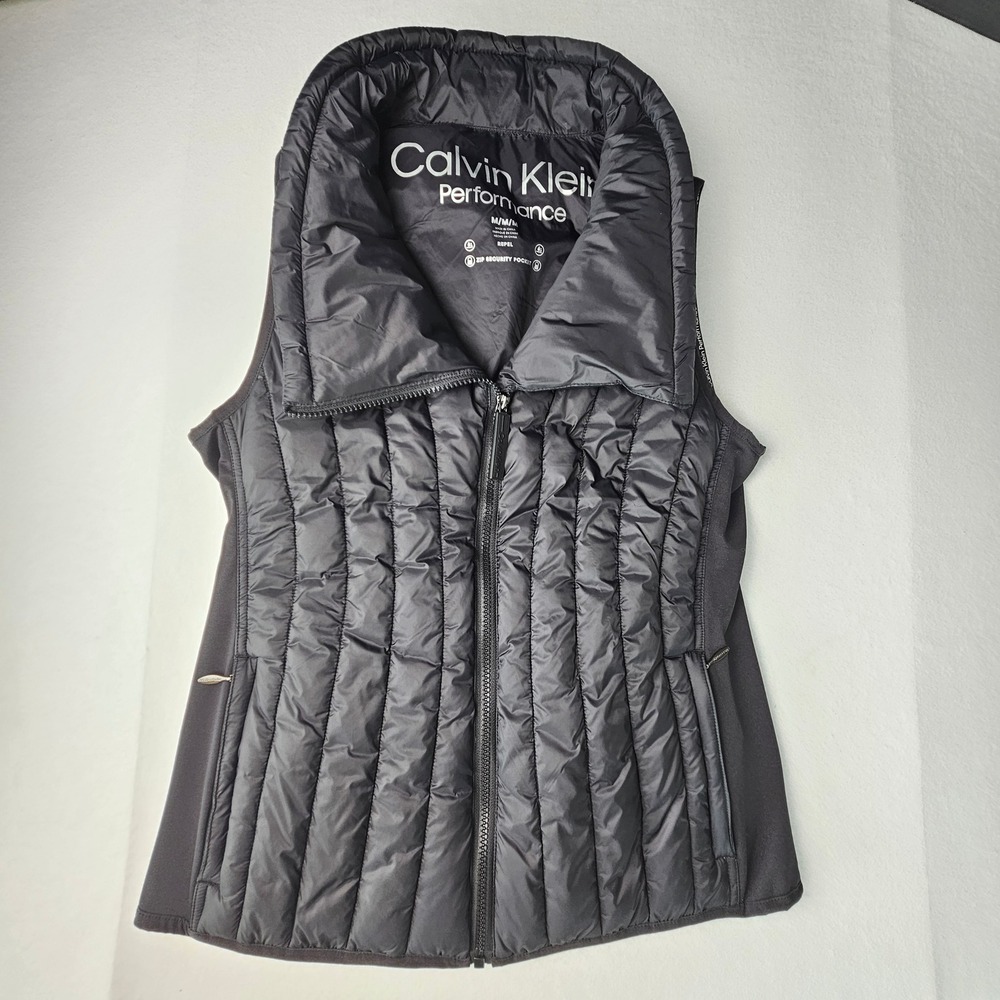 Calvin Klein Performance Black Quilted Puffer Vest Womens Medium PFGSGMM434